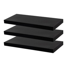 Black Floating Wall Shelves Pack of Three 60 cms