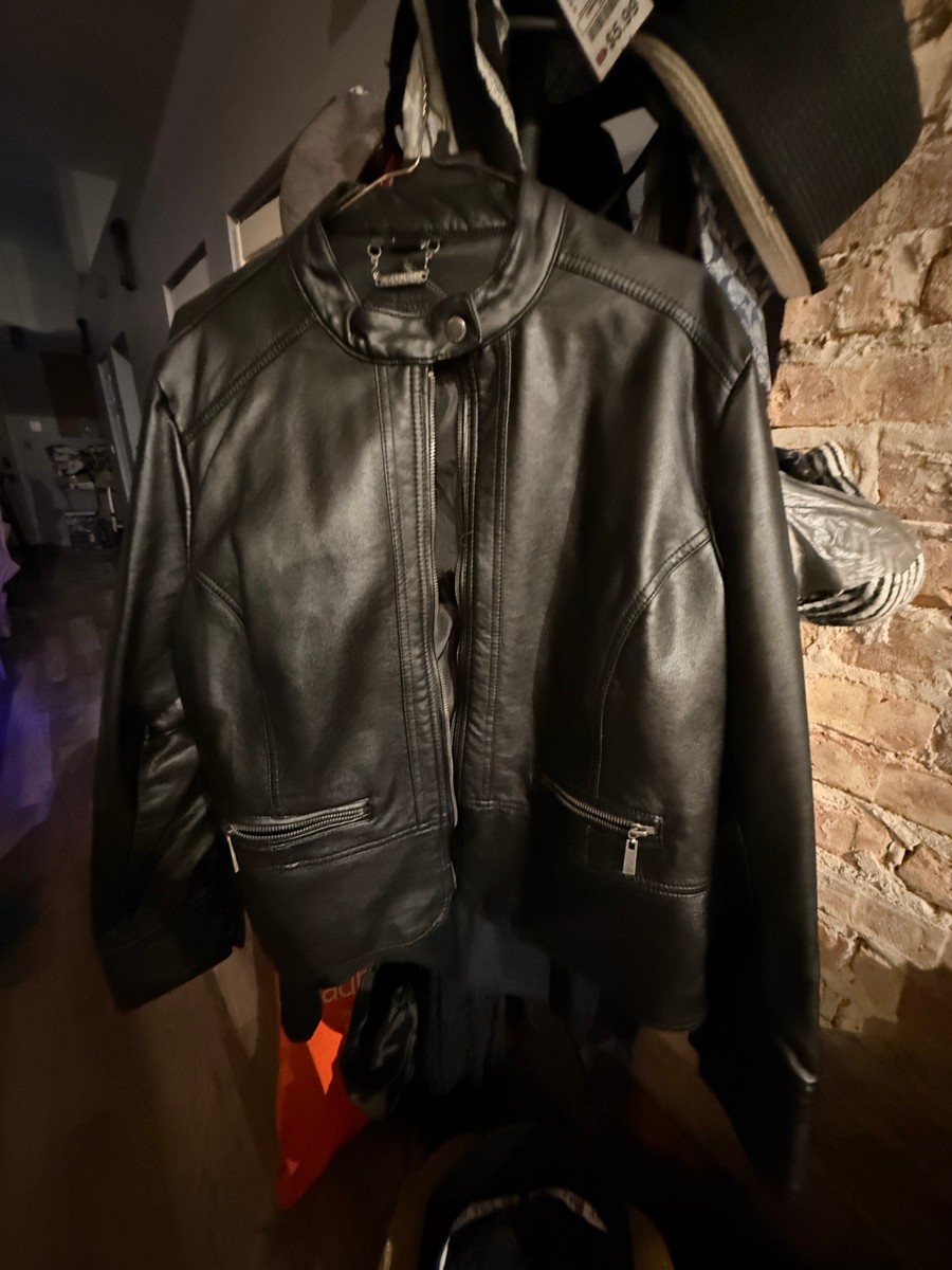 Black FAUX Leather Jacket SIZE 2X