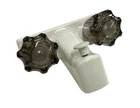 4" Tub & Shower Diverter Faucet White W/Smoke Handles for RV/Camper/Mobile Home