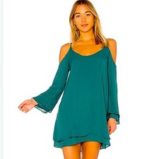 Revolve Krisa Cold Shoulder Mini Dress Green Medium Sexy Party Wedding Guest