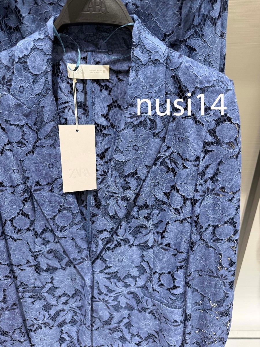 ZARA NEW WOMAN LACE BLAZER JACKET FLORAL BLUE XS-XL 8366/846