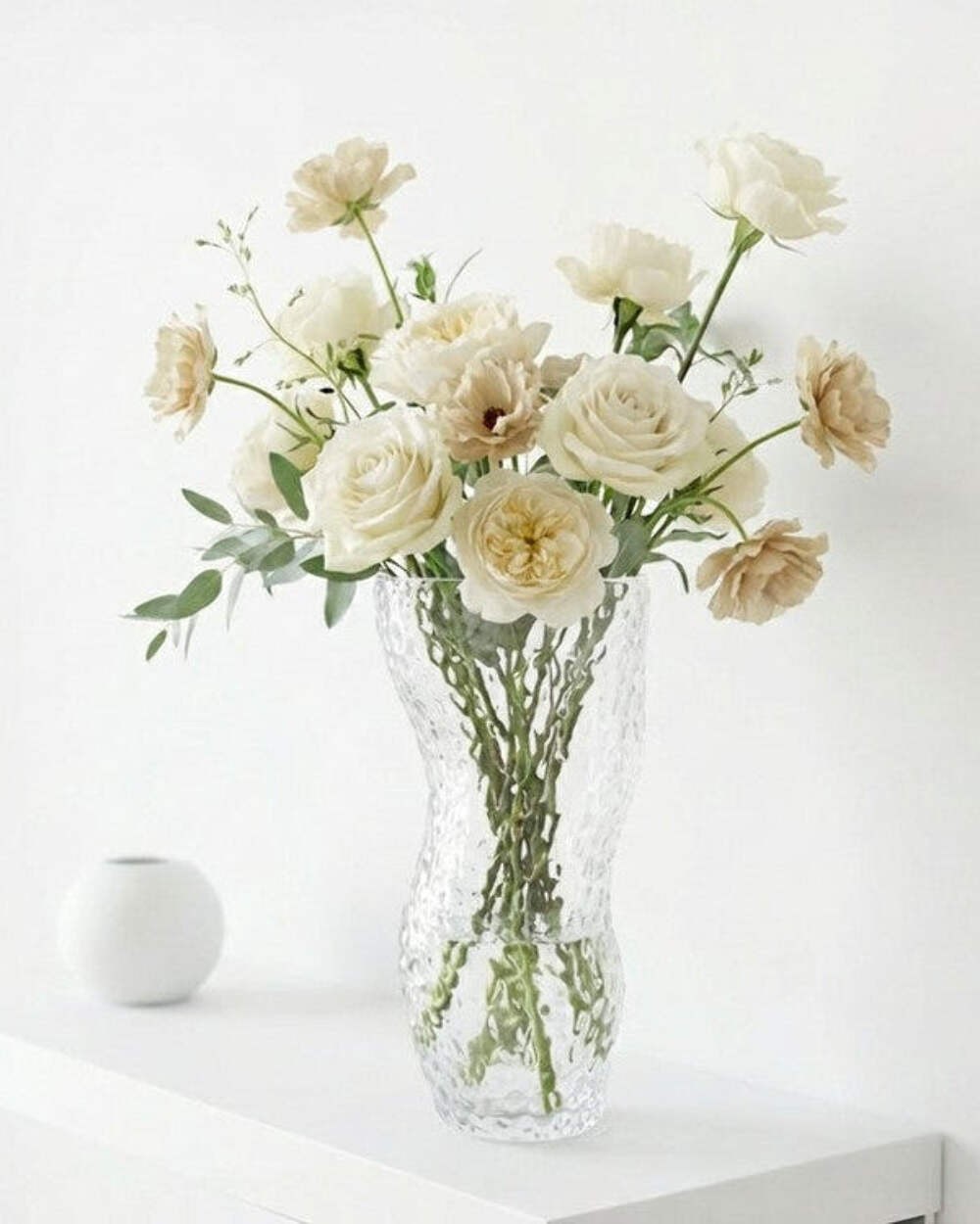 Clear Wavy Textured Glass Vase Home Decoration Glass Flower Vase
