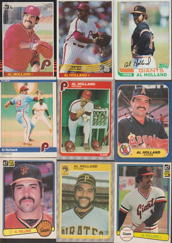 AL HOLLAND LOT OF 20 ALL DIFFERENT BASEBALL CARDS ANGELS PIRATES PHILLIES