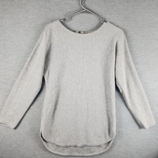 Michael Michael Kors Sweater Tunic Womens M Gray Boat Neck Back Zip Knit Top