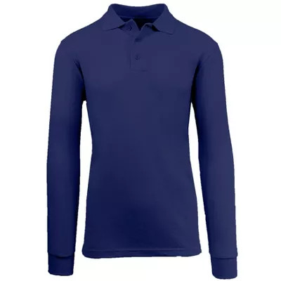 JUMP START MEN'S MODERN FIT LONG SLEEVE POLO SHIRT - SIZE: MEN X-LARGE - NAVY