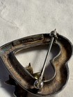 Sterling Silver 18K Gold Bow Ribbon 925 Silver Heart Brooch — photo 2