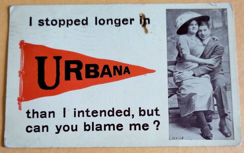 1913 Urbana Illinois Pennant Champaign County IL Comic Postcard