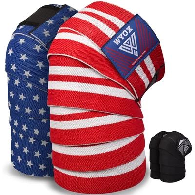 Knee Wraps (Pair) with Strap for Squats, Weightlifting, Powerlifting, Leg Press, - Image 1 of 4