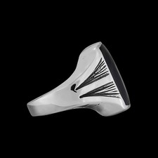 Size 9-925 Sterling Silver Black Resin Rectangle Ring, Engraved Fan Design,...