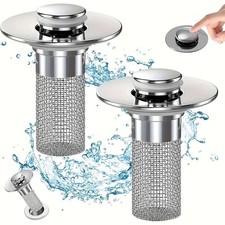2-Pack Sink Stopper Hair Catcher Bathroom Pop Up Sink Drain Strainer Filter Plug