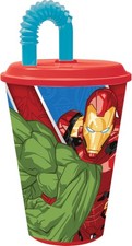 MARVEL Avengers Red And Blue Plastic Glass Avengers Iron Man 430 ml
