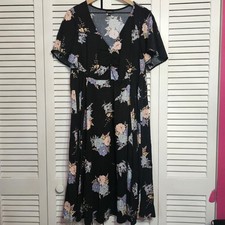 Torrid Black Floral Print Midi Dress Torrid Plus Size 2
