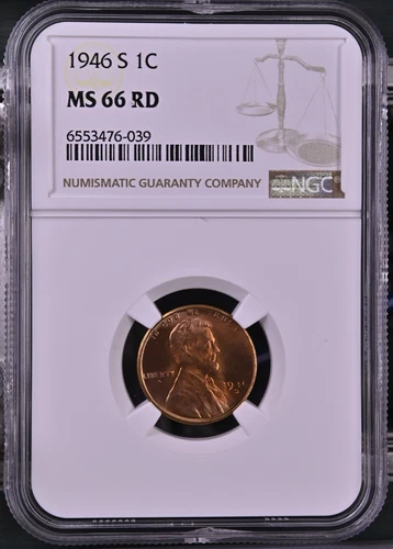 1946-S 1C RD  Lincoln Wheat One Cent NGC MS66RD   6553476-039