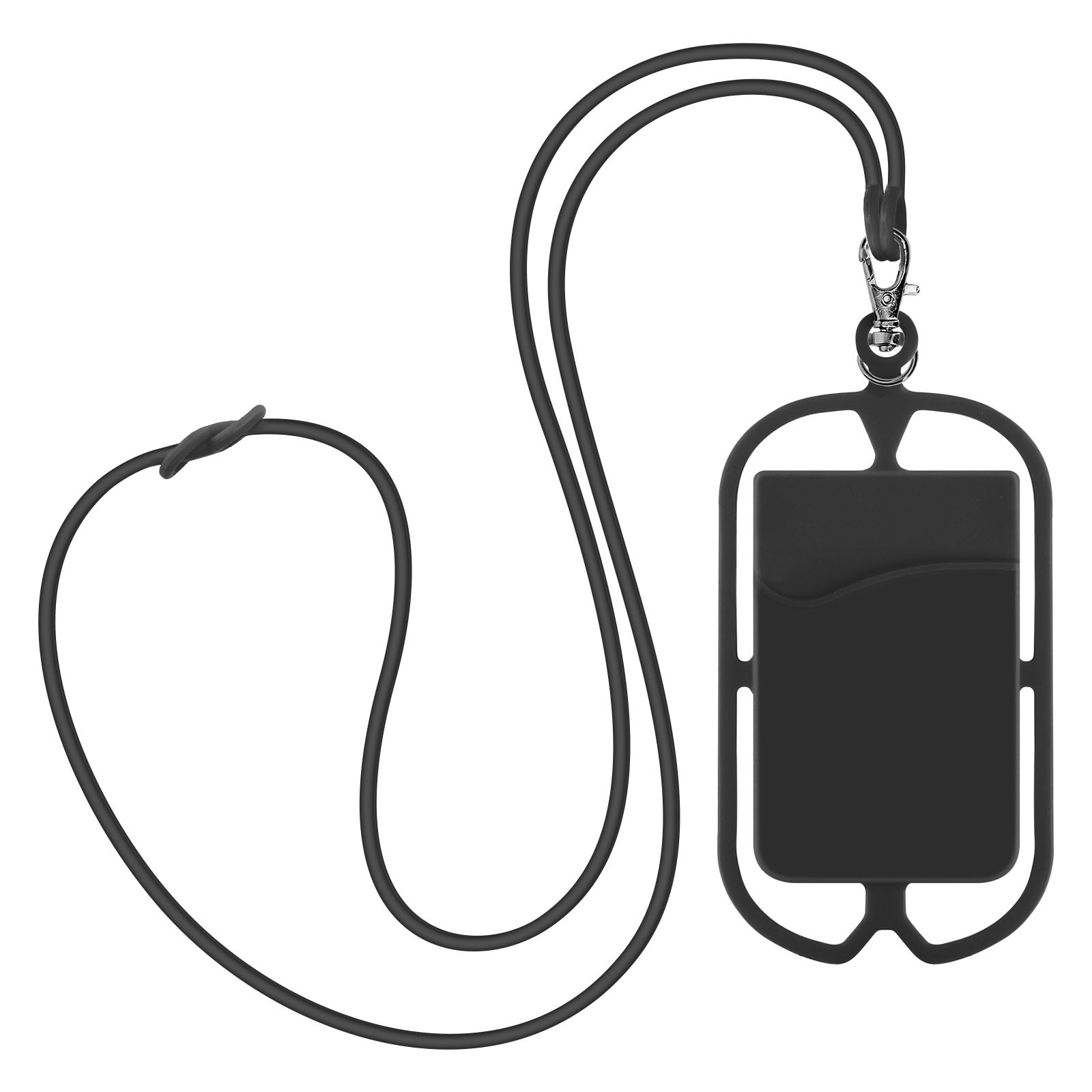 Cordon cordon telephone universel avec pochette carte cuir noir pour smartphone