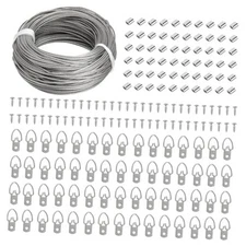  Picture Hanging Kit - 100 Feet Braided Hanging Wire, 60 Pcs D Ring Picture 
