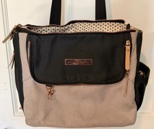 Petunia Pickle Bottom Convertible Diaper Bag Satchel Backpack Black Gray Gold