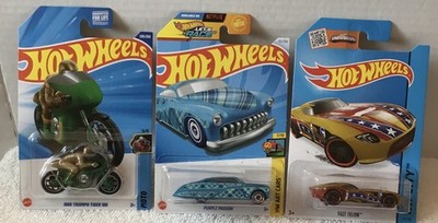 Hotwheels Treasure Hunt Lot of 3cars, Purple Passion. Fast Felion,Triumph Tiger