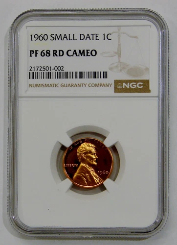 1960 Small Date - Proof Lincoln Cent - NGC PF 68 RD CAMEO 