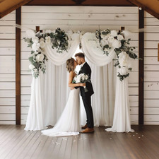Artificial Wedding Arch Flowers Kit - White & Sage Green Floral with Chiffon