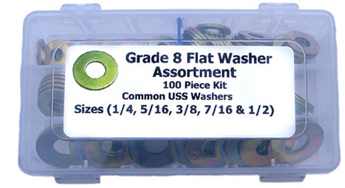 Grade 8 USS Flat Washer Assortment Kit (Sizes 1/4 to 1/2