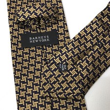 BARNEYS New York Abstract Gold Black Handmade 100 Silk Ties Italy NWOT