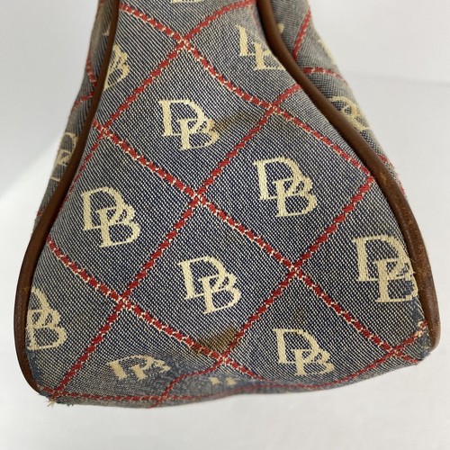 Dooney & Bourke Blue Red Brown Canvas Leather Hobo Handbag Bag - Picture 12 of 19