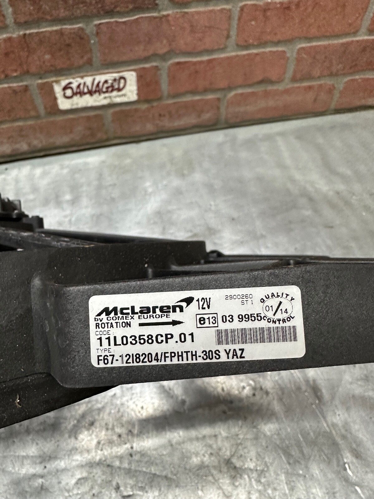 Radiator Engine Cooling Fan Motor 11L0358CP.01 OEM McLaren 650S MP4-12C 12C