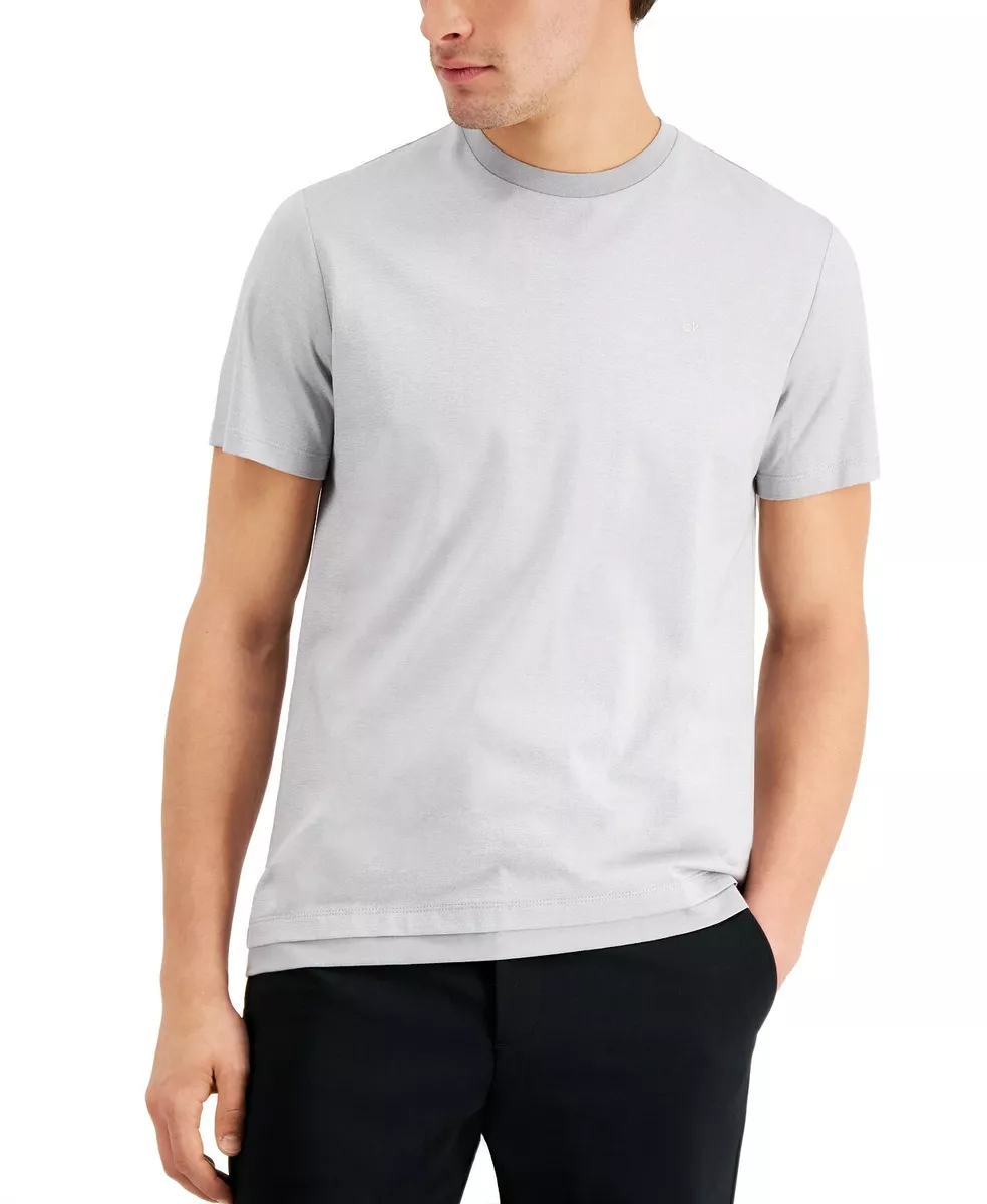 Calvin Klein Men's Liquid Touch Double Layer Crewneck T-Shirt, Gray, Size  Small