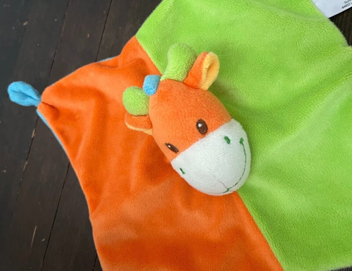 Bambia Baby Lovey Giraffe Orange Green Blue Knotted Corners Sunkid Germany - Picture 5 of 5