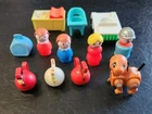 Lot of 12 Vintage Fisher Price Little People Pieces: Animals, Furniture, People