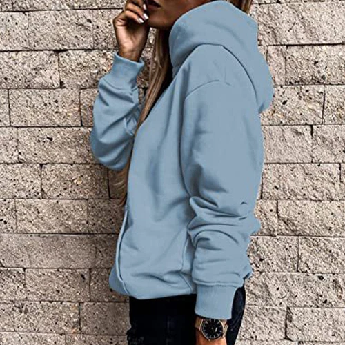 Ladies Loose Fit Long Sleeve Pullover Women Fall Warm With Pocket Hooded Tops - Picture 43 of 80