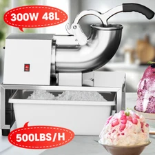Commercial Ice Shaver 500LBS/H Electric Ice Crusher Snow Cone Machine 300W 48L
