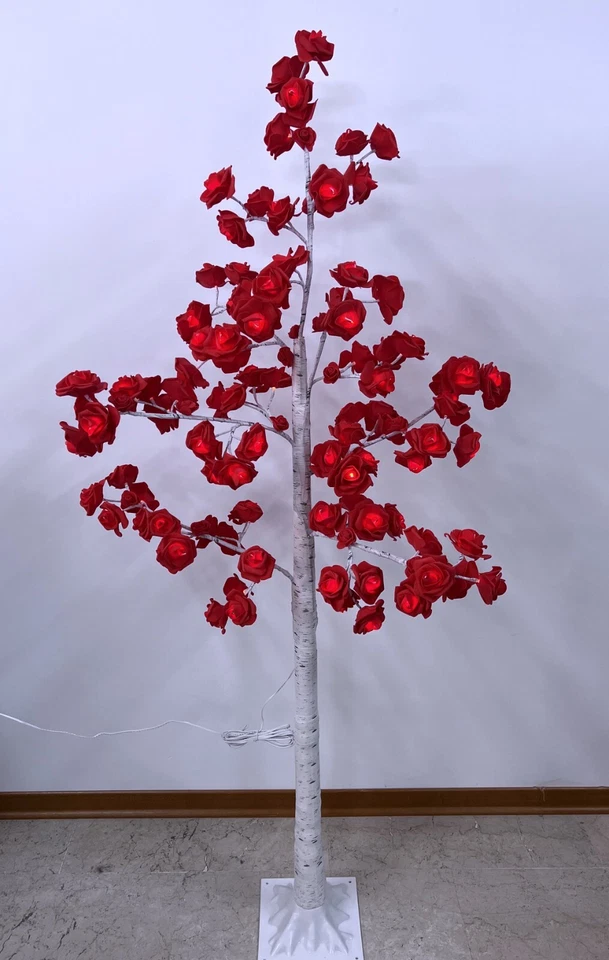 Árbol Grande Rojo 160cm Luminoso Elegante Flores Rosas LED Ornamental - Imagen 3 de 4