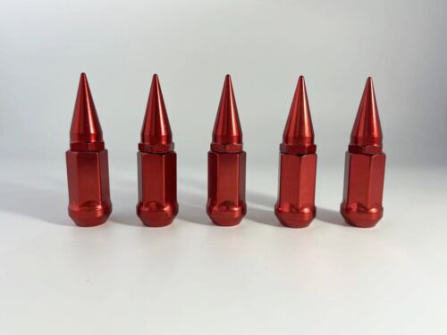 20 Red 3.18" Spike Lug Nuts M12x1.5 For Aftermarket Wheels 60° Conical Seat - Picture 4 of 7