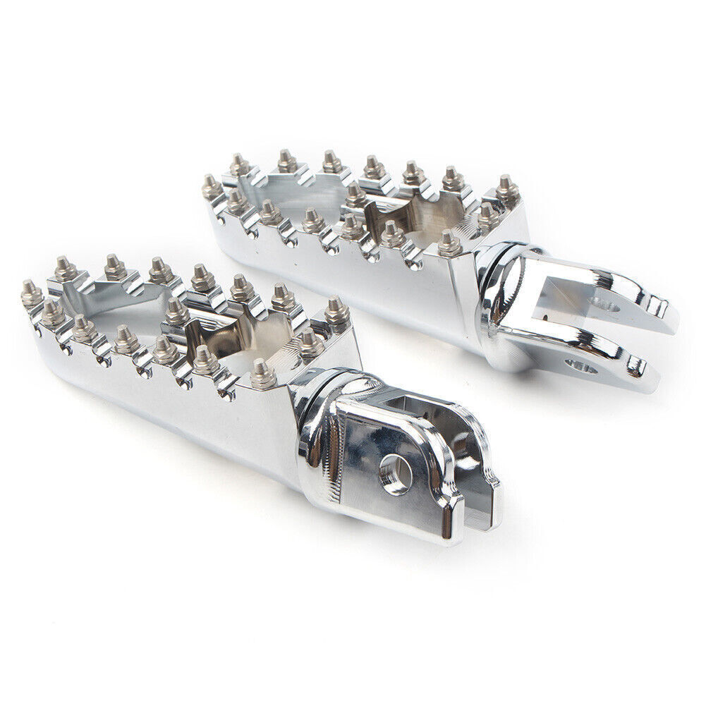 Paire De Platines / Plateformes Repose Pieds Universelles Chrome Conducteur Pour Moto Custom