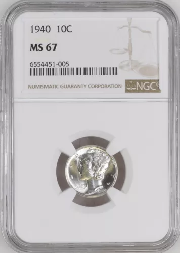 1940 10C  Mercury Dime NGC MS67     6554451-005
