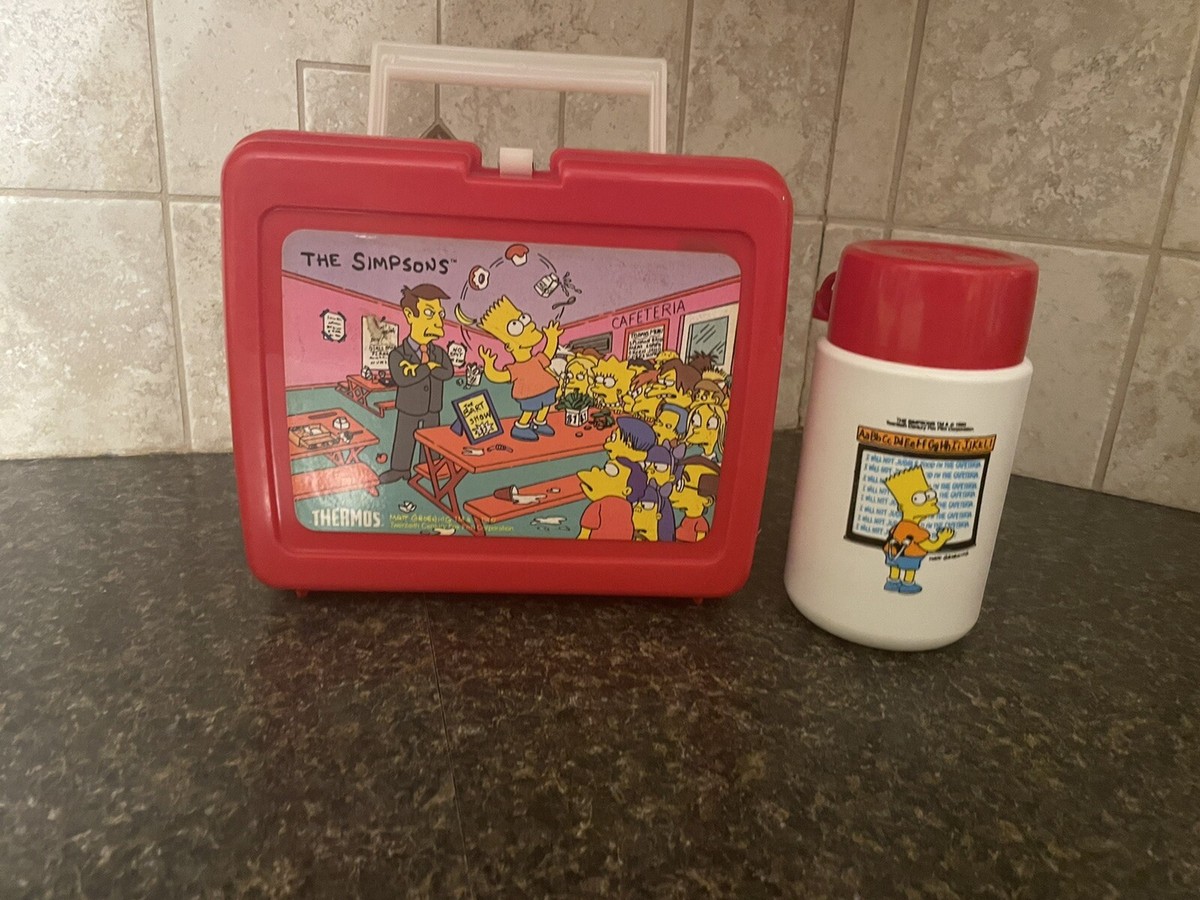 Vintage The Simpsons Thermos Red Plastic Lunch Box With Thermos | eBay