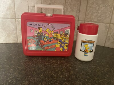 Vintage The Simpsons Thermos Red Plastic Lunch Box With Thermos | eBay