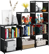 Portable 9 Cube Bookcase, Storage Organizer, Black