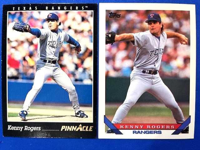 Kenny Rogers 1993 Pinnacle & 1993 Topps Baseball - Rangers