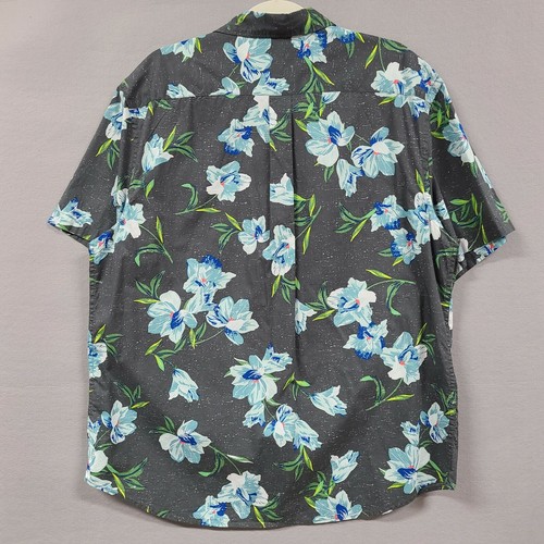 Camisa antigua azul marino hawaiana floral abotonada para hombre talla XL manga corta verano - Imagen 3 de 8
