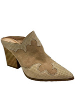 Donald Pliner Women's Nisha Suede Heeled Western Mule Sand