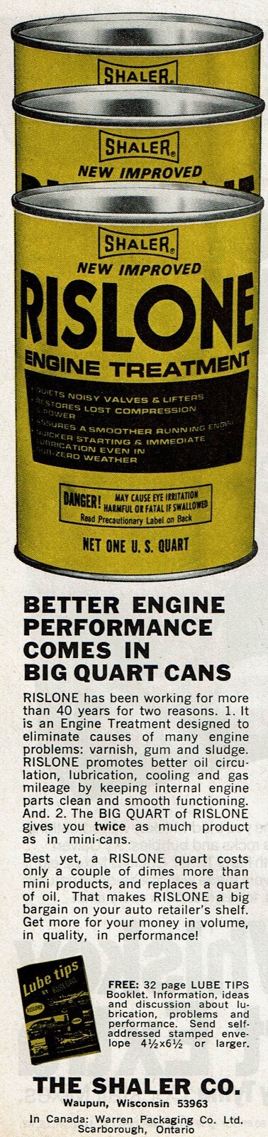 1977 Vintage Print Ad Rislone The Shaler Co Better Engine Performance Treatment