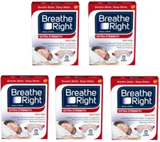 130 BREATHE RIGHT Nasal Strips EXTRA Tan Adult Size Nose Stop Snoring Breath Red