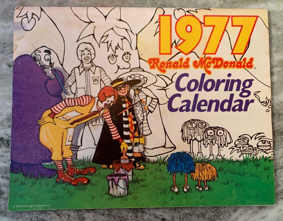 Vintage 1977 Ronald McDonald Coloring Calendar | eBay