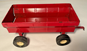 Vintage Ertl Co. Red Flare Chopper Crop Box Wagon Pressed Steel Farm Toy