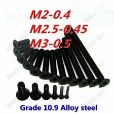 M2 M2.5 M3 Grade 10.9 Black Alloy Steel Hex Socket Countersunk Head Screws Bolts