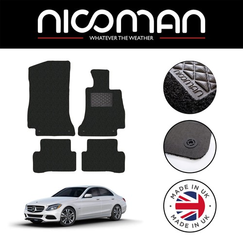 Juego de alfombrillas coche PREMIUM a medida negras ajuste genuino Mercedes Clase C W205 2014-2020 - Imagen 1 de 7
