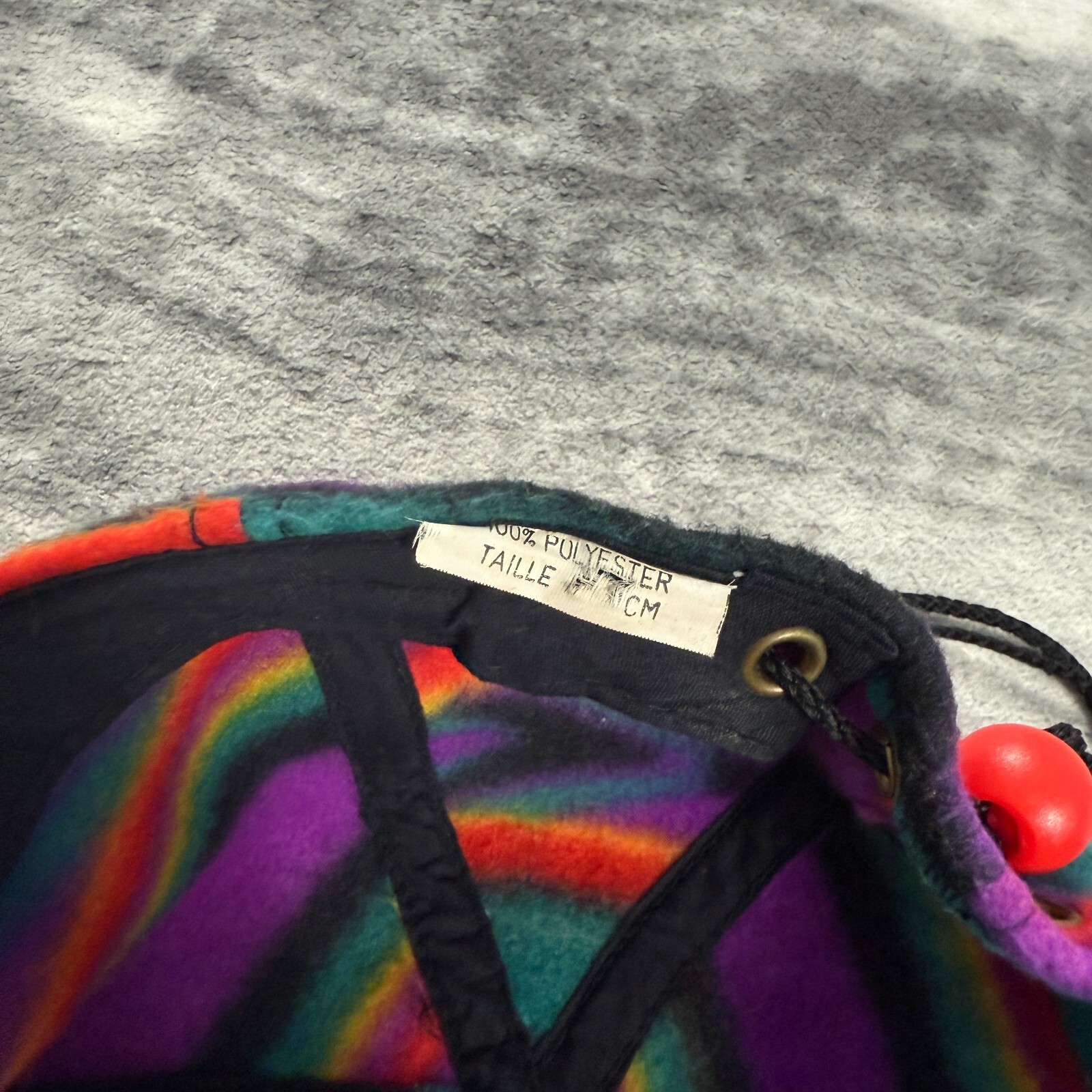 Vintage Montchavin Les Coches 90s Colourful Ski Drawstring 5-Panel Fleece Cap image 7