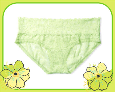 L  Lime Reed Green Floral LACE THE LACIE Victorias Secret HIPHUGGER Pantie RARE